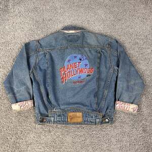 Vintage Planet Hollywood Jacket Kids 10 Blue Denim Aspen Back Logo 90s